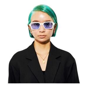 SZADE NIB Booth Sustainable On Trend Squared Off Heavy Cream/Prussian Sunglasses